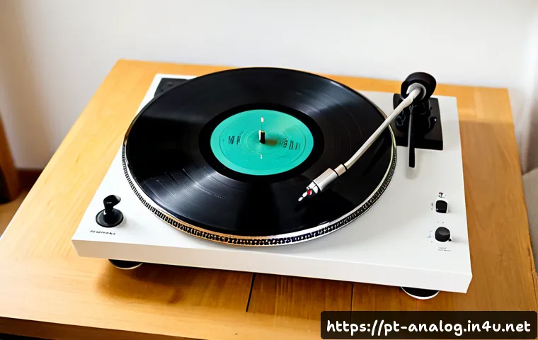 Home 17 아날로그 오디오와 디지털 오디오 비교 - Photorealistic split-composition still life comparing analog and digital audio: a polished vinyl rec...